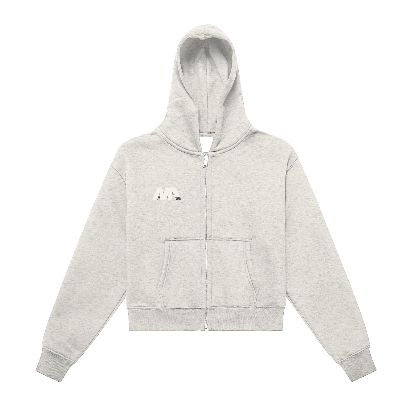 MA99 Fleeced Zip-Up Cropped Hoodie - Womens
