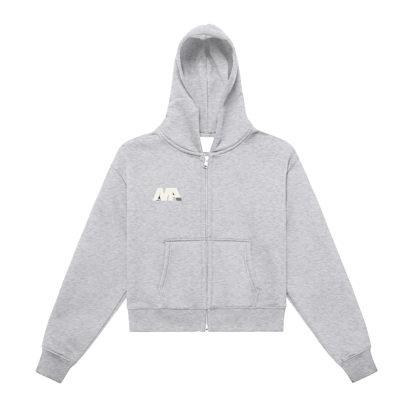 MA99 Fleeced Zip-Up Cropped Hoodie - Womens