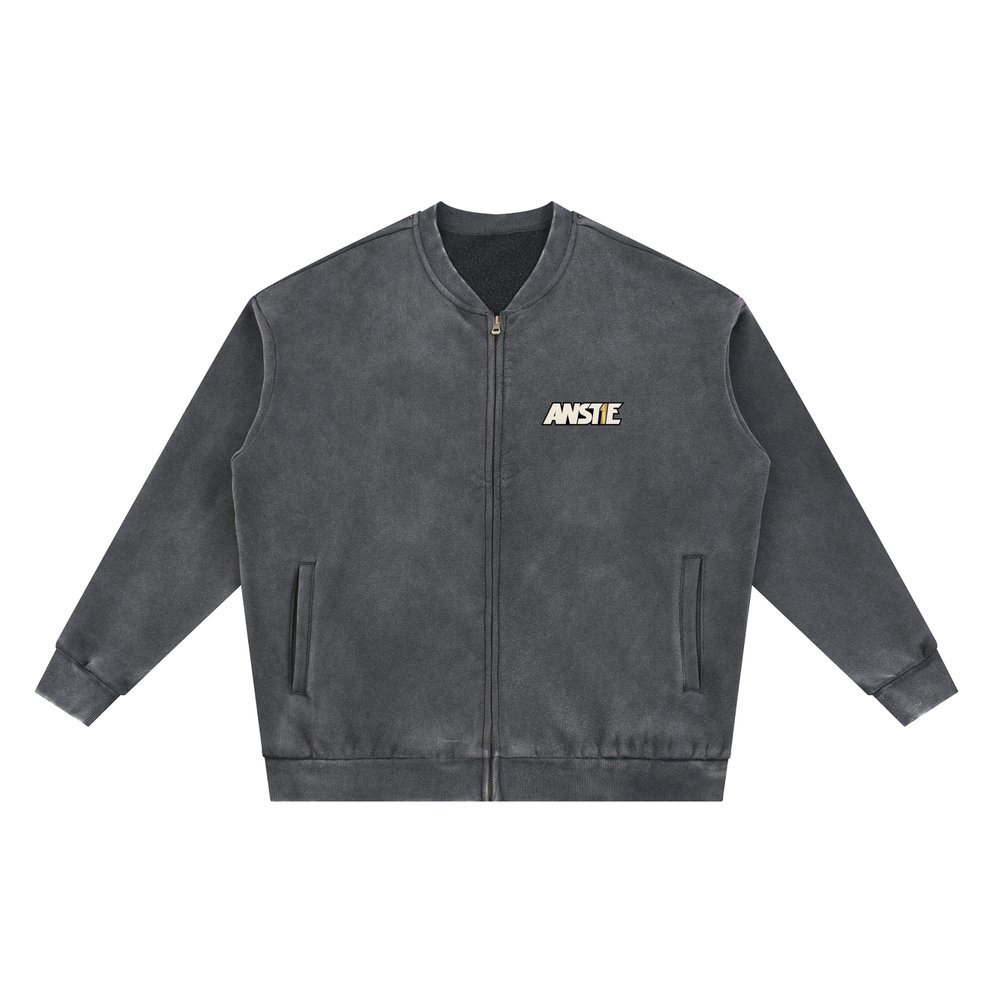 ANSTIE Vintage Washed Fleece Baseball Jacket - Unisex