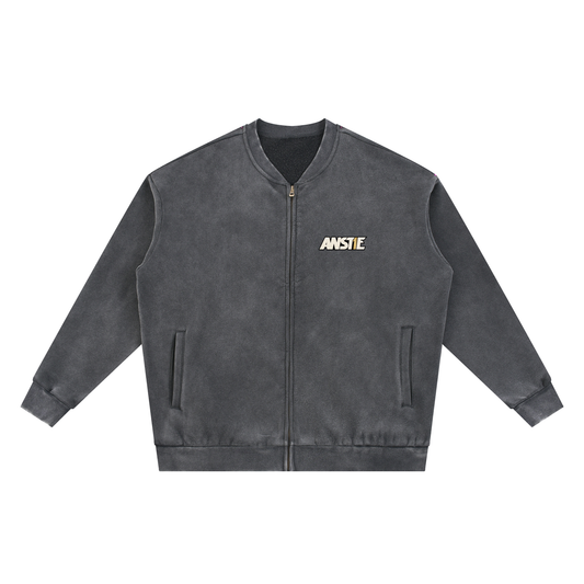 ANSTIE Vintage Washed Fleece Baseball Jacket - Unisex