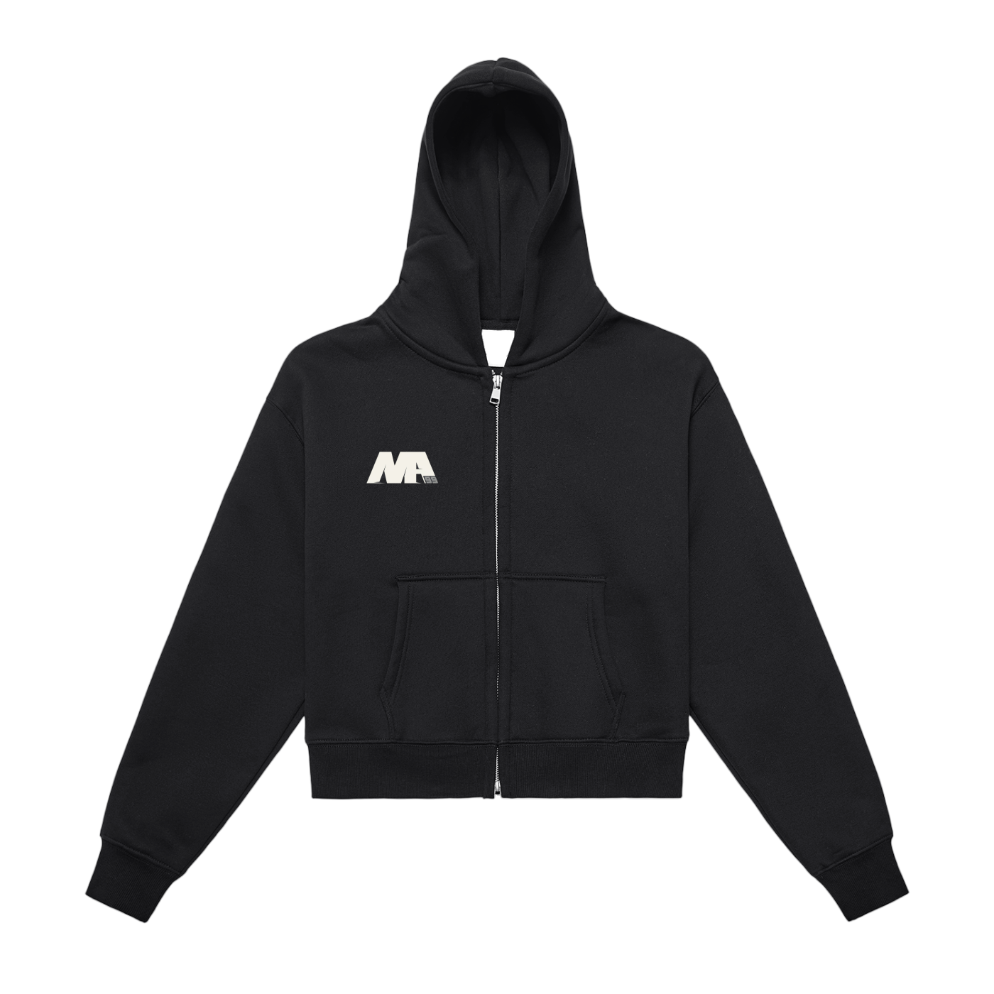 MA99 Fleeced Zip-Up Cropped Hoodie - Womens