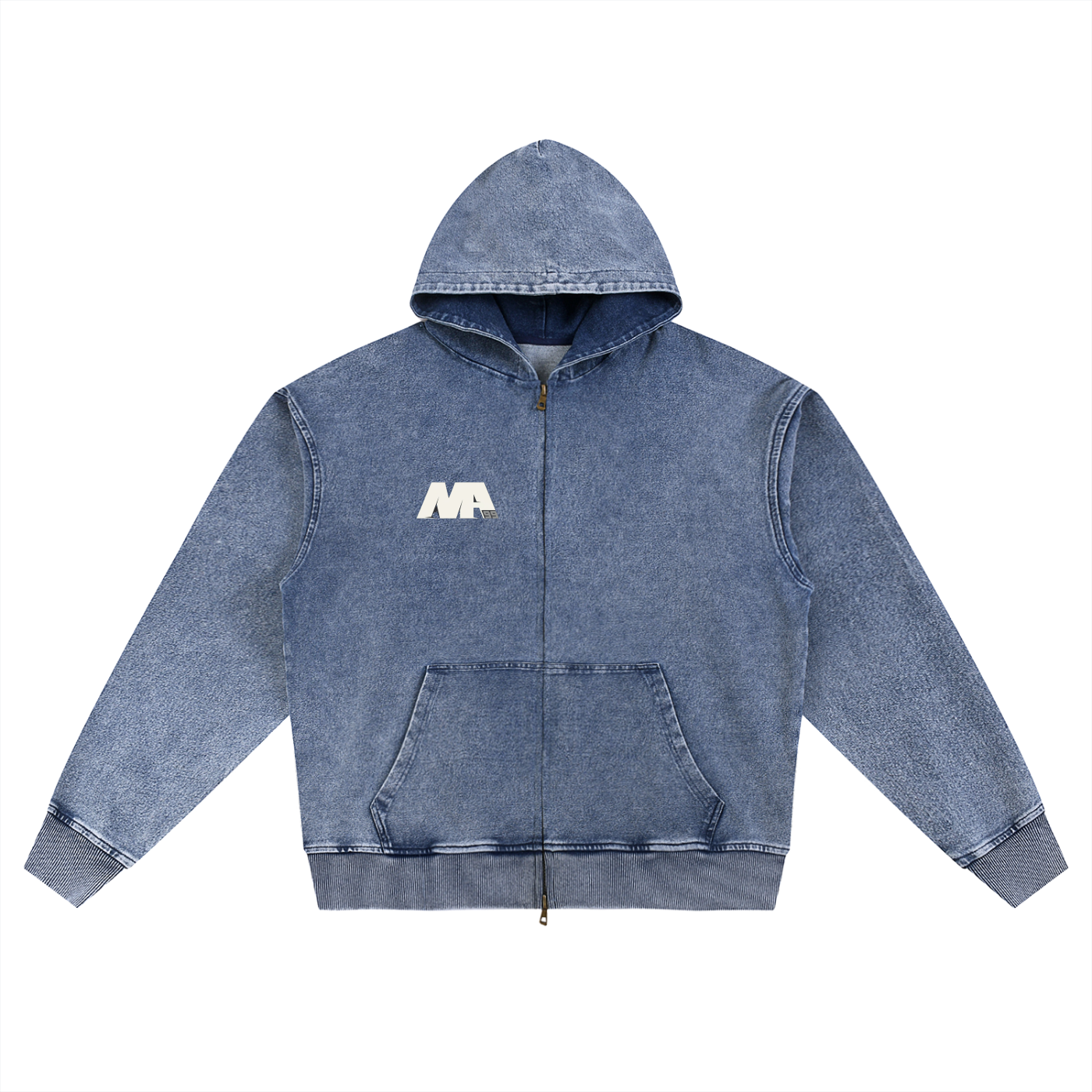 MA99 Snow Wash Oversized Zip-Up Hoodie - Unisex