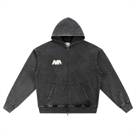 MA99 Snow Wash Oversized Zip-Up Hoodie - Unisex